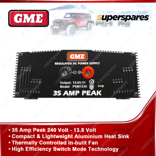 GME 35 Amp Peak 240 Volt 13.8 Volt Switch Power Mode Supply with Lead