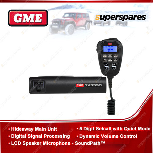 GME 5 Watt Super Compact UHF CB Radio with LCD Speaker Microphone TX-SS3350