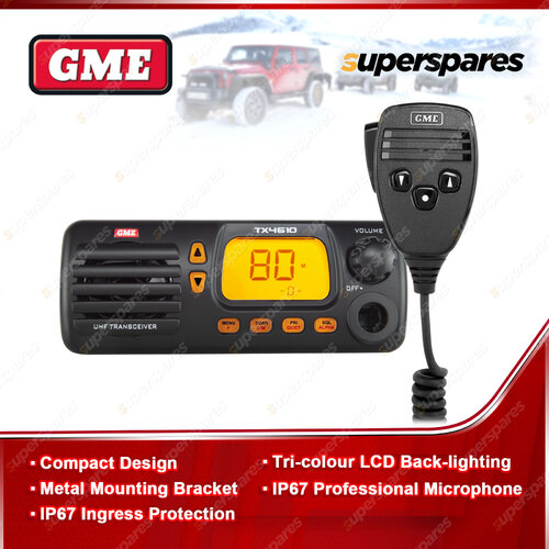 GME 5 Watt IP67 Rated UHF CB Radio and Microphone - Compact Design TX-SS4610