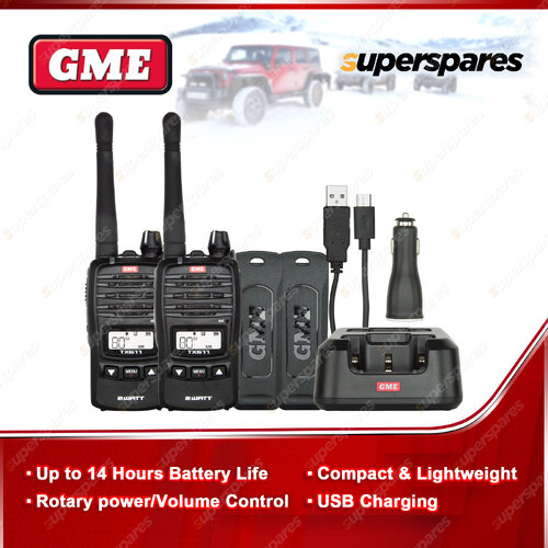 GME 2 Watt UHF CB Handheld Radio Kit - Twin Pack Offroad Adventure TX-SS677TP