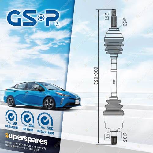 GSP Front Right CV Joint Drive Shaft for Hyundai Lantra GL J1 KF21M KF31M