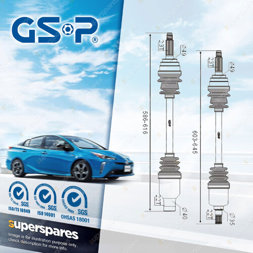 Pair GSP LH + RH CV Joint Drive Shafts for Holden Barina MF MH MAN 1/89-4/94