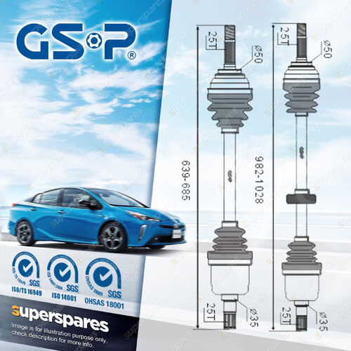 GSP Front LH+RH CV Joint Drive Shafts for Hyundai Sonata GLE GLS Y3 DF21F DF31F