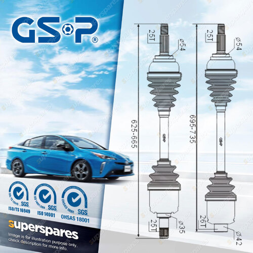 GSP Front LH + RH CV Joint Drive Shafts for Mitsubishi Magna TR TS 2.6L 4G54 25T