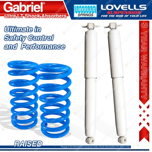 2 Rear Raised HD Gabriel Shocks + Lovells Springs for Jeep Wrangler JK 17" Rims