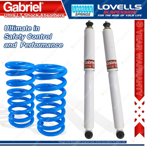 2 Rear Raised HD Gabriel Ultra LT Shocks + Lovells Springs for Pajero NM NP NS