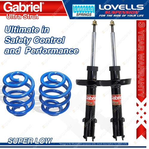 Front Super Low Gabriel Ultra Strut Shocks Lovells Springs for Holden Barina SB