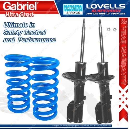 2 Front STD Gabriel Ultra Strut Shocks + Lovells Springs for Hyundai Excel HU X2