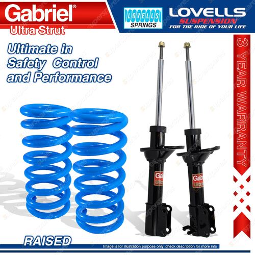 Rear Raised Gabriel Ultra Strut Shocks + Lovells Springs for Ford Laser KF KH