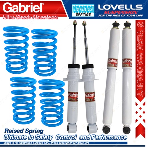 F + R Raised Gabriel Ultra Shocks + Coil Springs for Mitsubishi Pajero NM