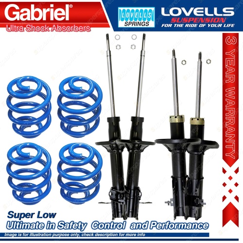 F + R Super Low Gabriel Ultra Shocks + Coil Springs for Ford Laser KJ KL KM