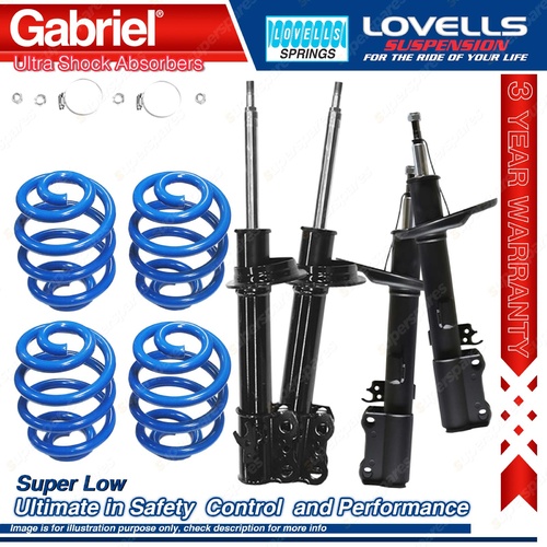 F + R Super Low Gabriel Ultra Shocks + Coil Springs for Holden Apollo JM JP