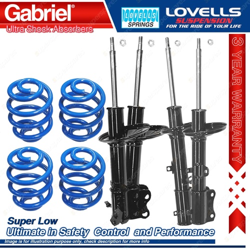 F + R Super Low Gabriel Ultra Shocks + Coil Springs for Toyota Corolla AE112