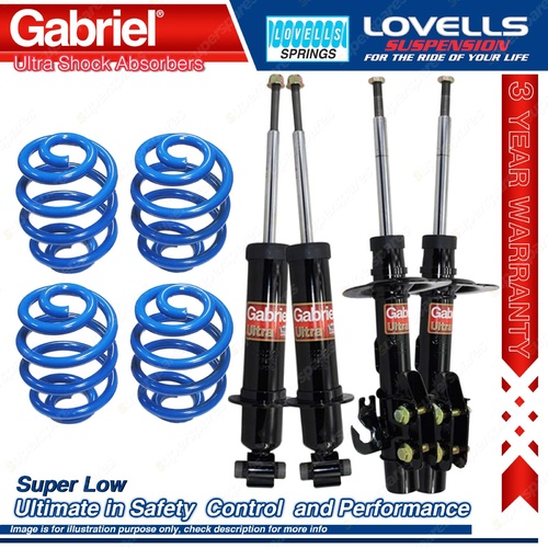 F + R Super Low Gabriel Ultra Shocks + Coil Springs for Holden Statesman WM