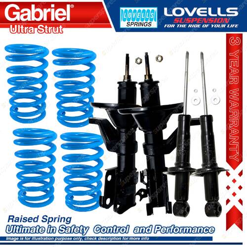 Front Rear Raised Gabriel Ultra Shocks + Lovells Springs for Nissan Patrol Y62