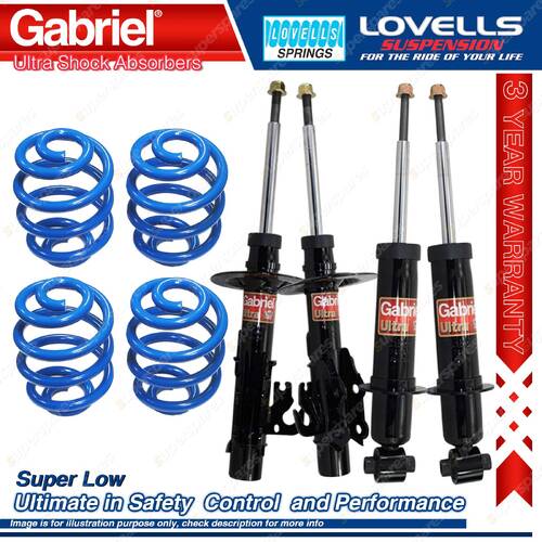 F+R Super Low Gabriel Ultra Shocks+Lovells Coils for Holden Commodore Calais VF