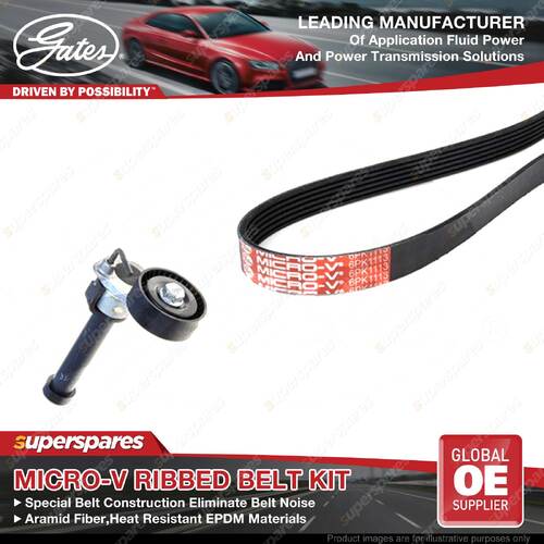 Gates Micro-V Ribbed Belt Kit for Volkswagen Golf MKVI 5K1 Eos 1F7 1F8 2.0L