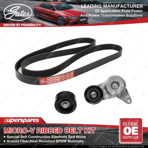 Gates Micro-V Ribbed Belt Kit for Kia Cerato YD YDM BD BDM Rondo RP Seltos SP2