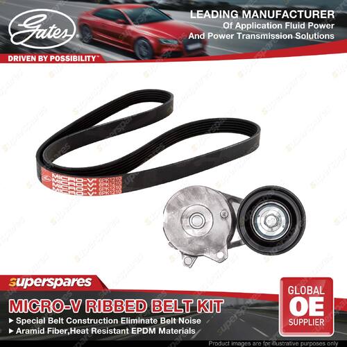 Gates Micro-V Ribbed Belt Kit for Nissan Qashqai J11 X-Trail T32 2.0L 2014-ON