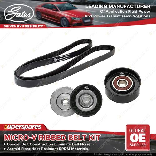 Gates Micro-V Ribbed Belt Kit for Subaru Liberty BM BN9 Outback BS BS9 2.5L