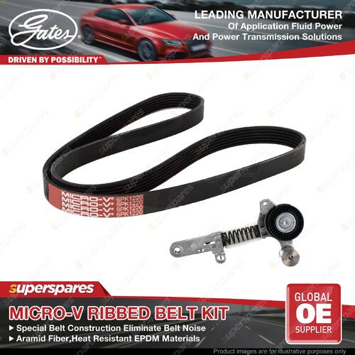 Gates Micro-V Ribbed Belt Kit for Toyota Corolla ZRE182 ZRE172 1.8L 2015-2018