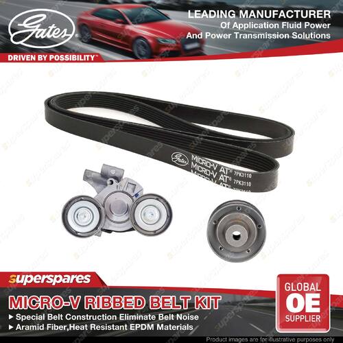 Gates Micro-V Ribbed Belt Kit for Ford Ranger PX 3.2L 147KW P5-AT 2011-2022