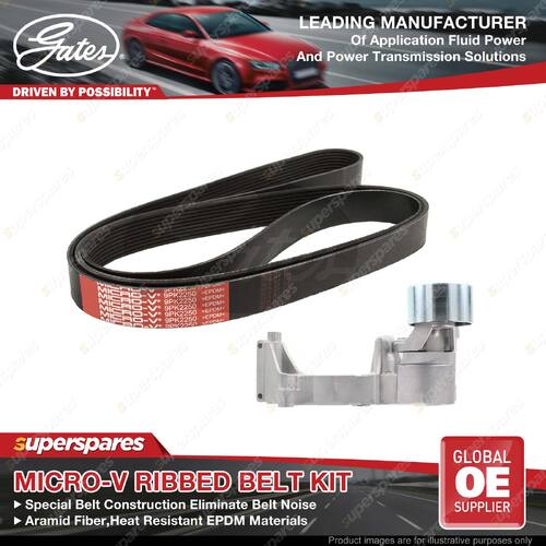 Gates Micro-V Ribbed Belt Kit for Lexus LX VDJ201 4.5L 200KW 2015-2021