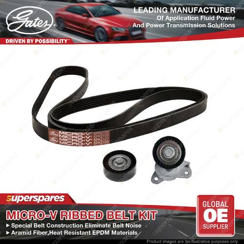 Gates Micro-V Ribbed Belt Kit for Mitsubishi ASX Lancer CG CH CJ CY CF CX4A CY4A