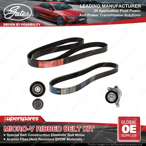 Gates Micro-V Ribbed Belt Kit for Nissan Navara D23 D23T Navara Np300 D23 2.3L