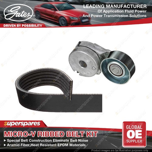 Gates Micro-V Ribbed Belt Kit for Nissan Serena C25 X-Trail T31 Dualis/Dualis+2