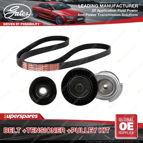 Gates Belt & Tensioner & Pulley Kit for Jeep Wrangler JK72 JK74 3.8L with AC