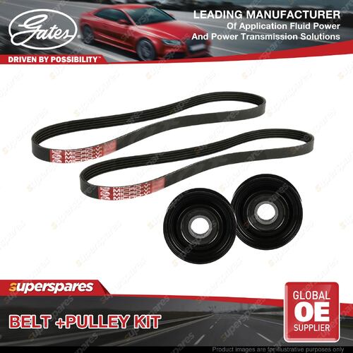 Gates Belt & Pulley Kit for BMW 530D 535D E60 3.0L 2004-2007 with LEV ADJ