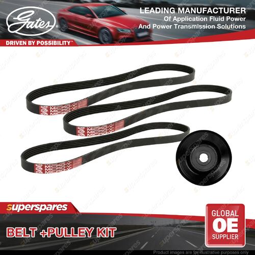 Gates Belt & Pulley Kit for Mitsubishi Pajero V98W 3.2L 141kW 4M41R 2016-On