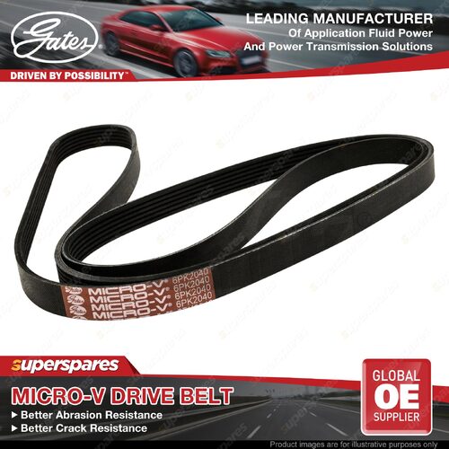 Gates Alt Micro-V Drive Belt for Jeep Compass MK49 M6 Patriot MK74 07-On w/o A/C