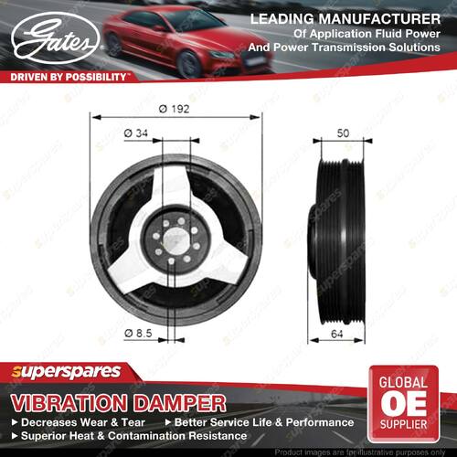 Gates Harmonic Balancer for Skoda Superb 3U4 BDG 2.5L 120KW 06/03-04/08