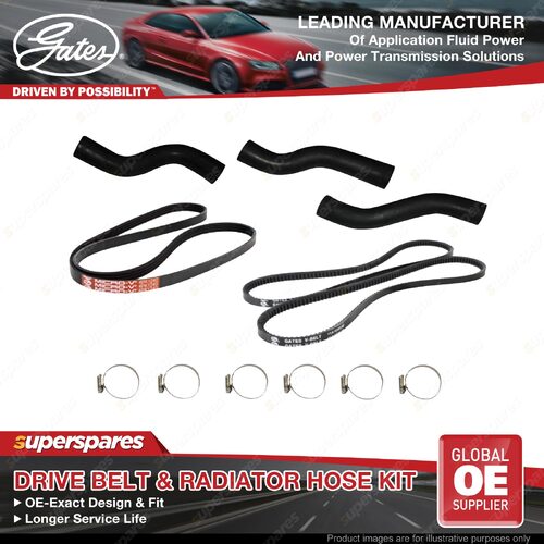 Gates Drive Belt & Radiator Hose Kit for Toyota Land Cruiser HDJ100 4.2L 150KW