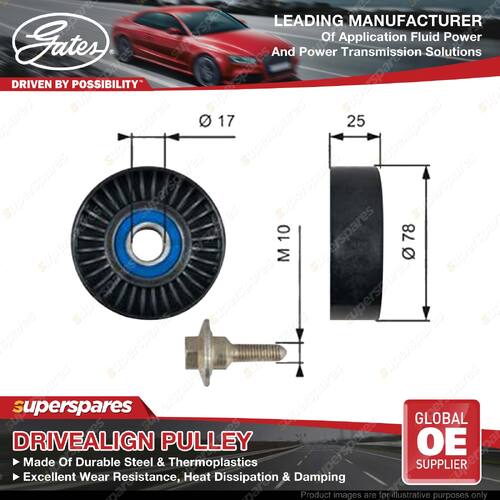 Gates Idler Pulley for Peugeot 206 2A/C 2D 307 3A/C 3B 3E 3H 407 6D 6E 607 807