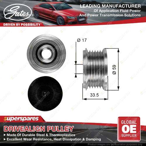 Gates Overrunning Alternator Pulley for Fiat Scudo 270 272 2.0L 04/08-On