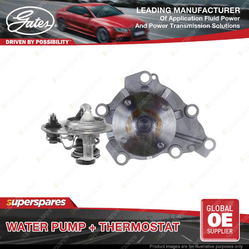 Gates Water Pump + Thermostat Kit for Ford Courier PE 2.6L 92kW Petrol 99-02