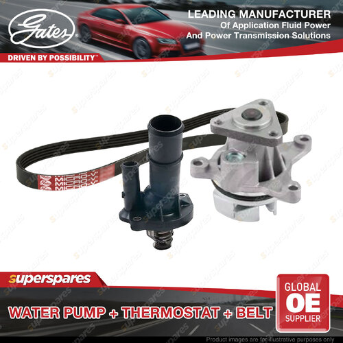 Gates Water Pump + Thermostat + Belt Kit for Ford Fiesta DJ1 WQ 2.0L 110kW N4JB