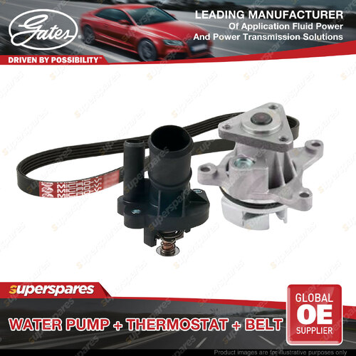 Gates Water Pump + Thermostat + Belt Kit for Ford Ranger PX 2.5L 122kW with AC