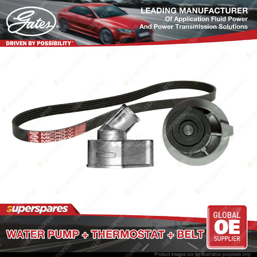 Gates Water Pump + Thermostat + Belt Kit for Holden Captiva 5 CG 2.4L Z24SED