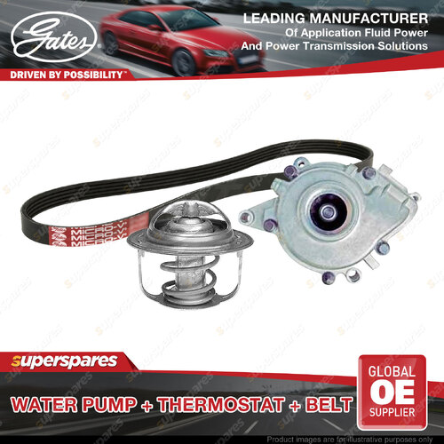 Gates Water Pump + Thermostat + Belt Kit for Holden Captiva 5 7 CG 2.4L 11-18