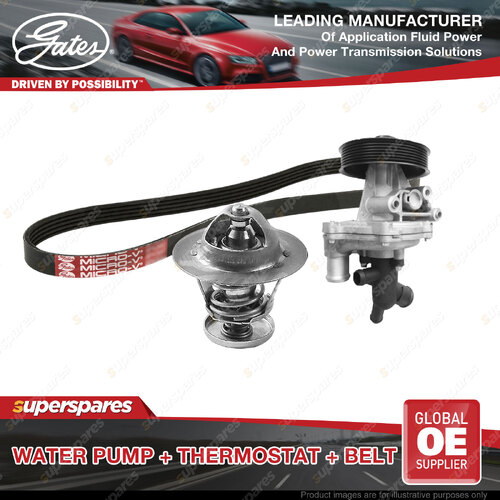 Gates Water Pump + Thermostat + Belt Kit for Mazda BT50 UP0Y 2.2L 110kW 2011-On