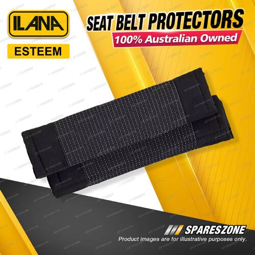 2pcs Ilana Esteem Micro Suede Fabric Car Seat Belt Protector - Universal Black