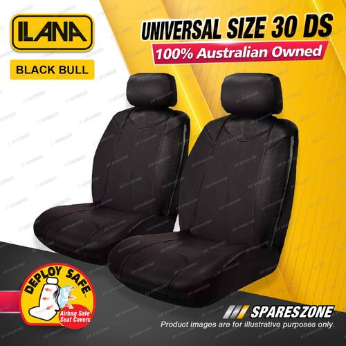 Front Ilana Universal No Logo Black Bull Car Seat Covers Size 30 DS - Black