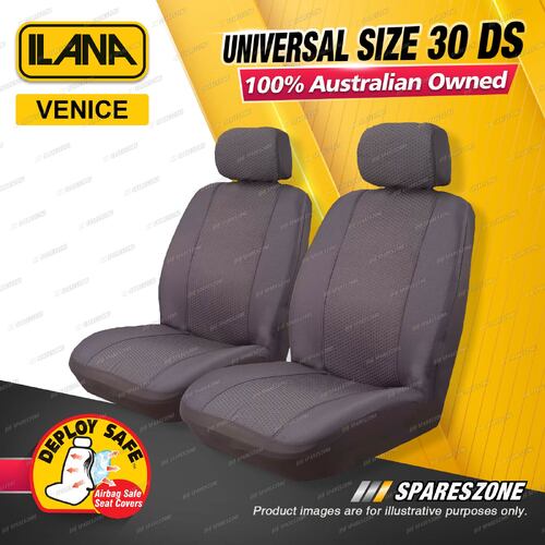 Front Ilana Universal Venice Fabrics Car Seat Covers Size 30 DS -  Charcoal