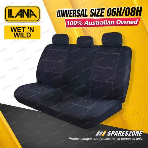 Rear Ilana Universal Wet 'N Wild Car Seat Covers Size 06H/08H - Black/White