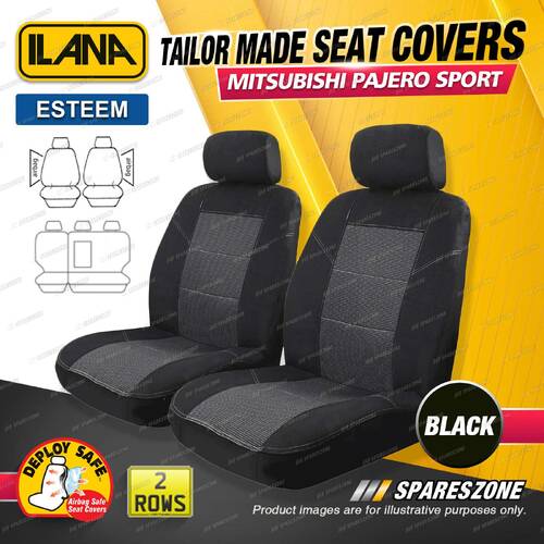 2 Rows Ilana Tailor Made Black Seat Covers for Mitsubishi Pajero Sport QE Wagon