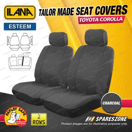 2 Rows Ilana Tailor Made Charcoal Seat Covers for Toyota Corolla ZRE152R Sedan